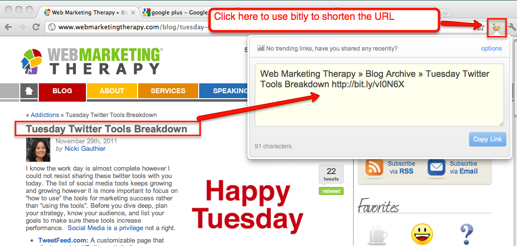 Google Chrome and Bitly extension