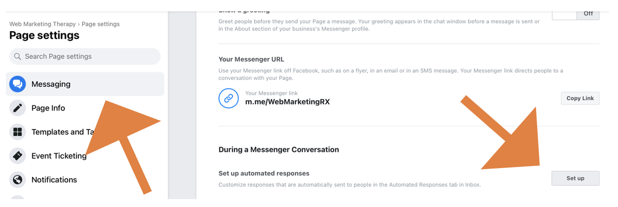How to Set Up Facebook Auto Reply Step 2